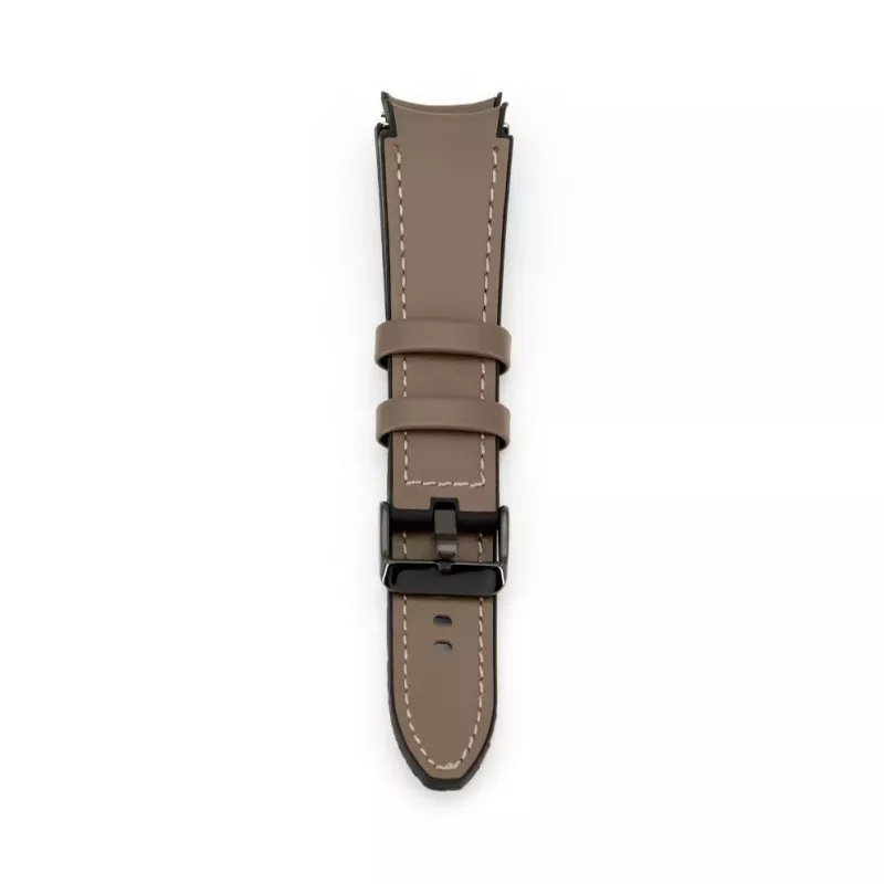 Connect 20mm silikonipaikattu nahkaranneke (130mm M/L) taupe