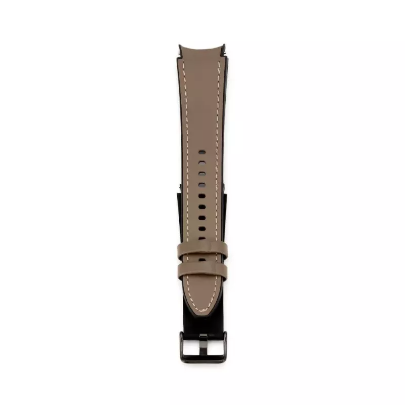 Connect 20mm silikonipaikattu nahkaranneke (130mm M/L) taupe