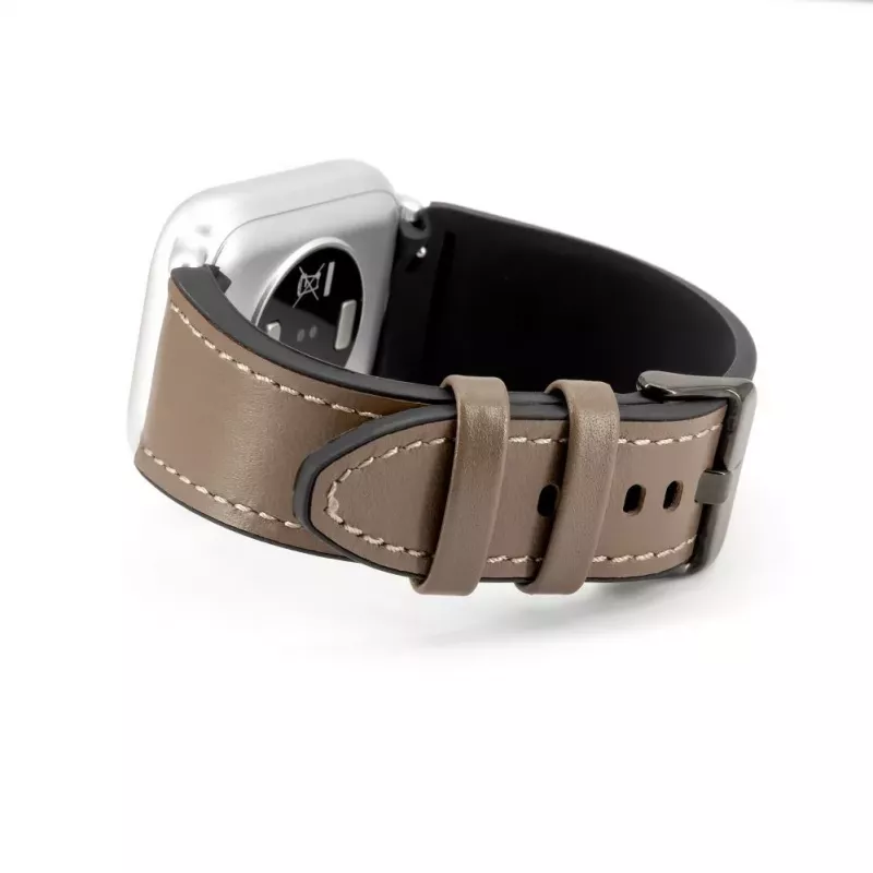 Connect 20mm silikonipaikattu nahkaranneke (130mm M/L) taupe
