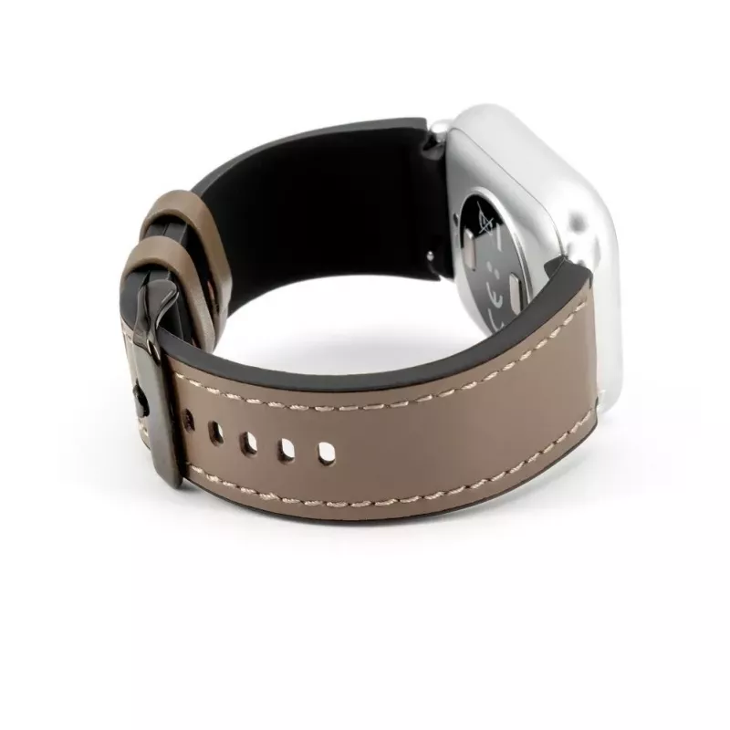 Connect 20mm silikonipaikattu nahkaranneke (130mm M/L) taupe