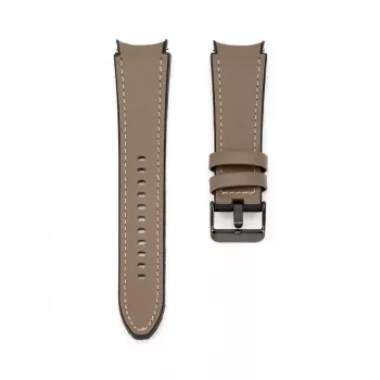 Connect 20mm silikonipaikattu nahkaranneke (130mm M/L) taupe