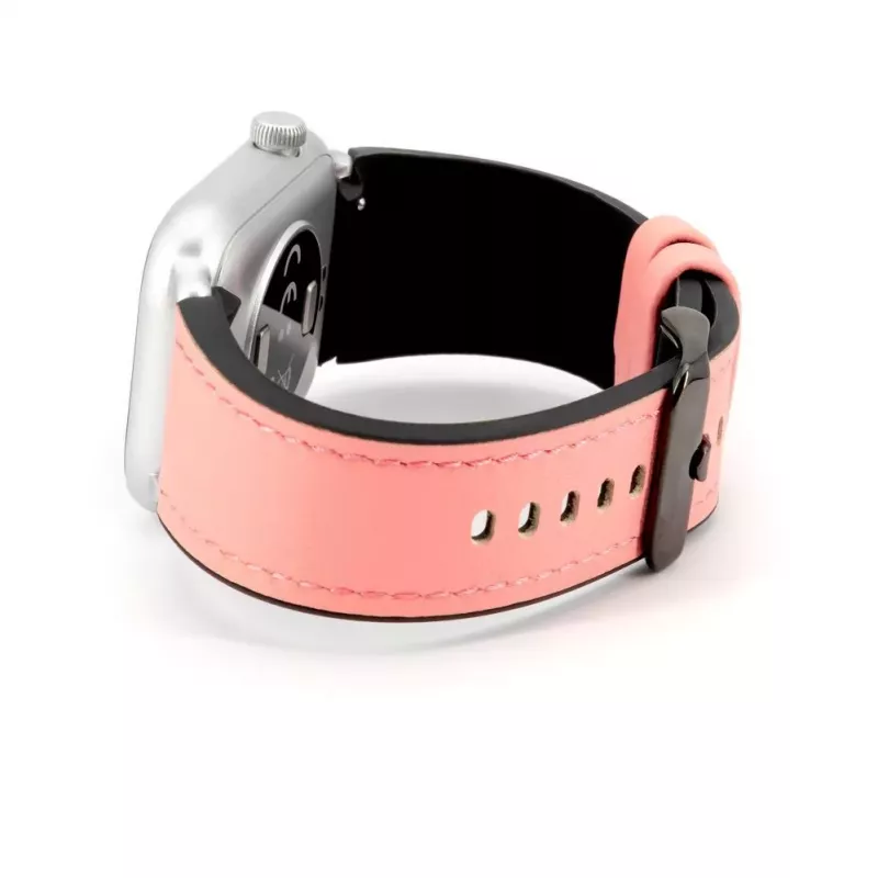 Connect 20mm silikonipaikattu nahkaranneke (130mm M/L) pinkki