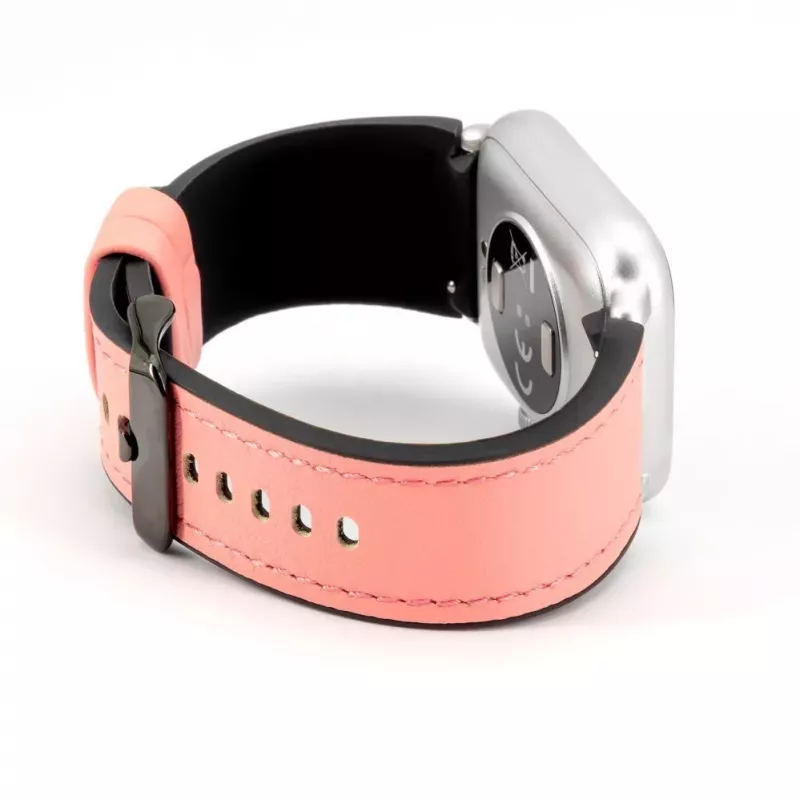Connect 20mm silikonipaikattu nahkaranneke (130mm M/L) pinkki