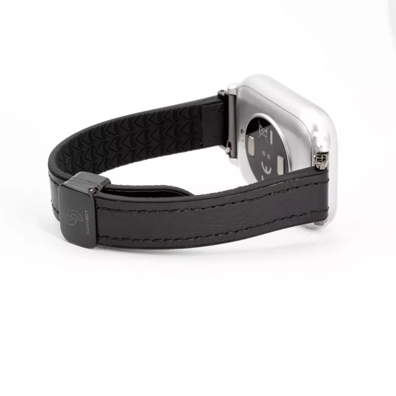 Connect 20mm silikoni-nahkaranneke magneettilukolla musta