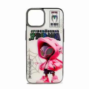 iLike Apple iPhone 12 PC-silikonikuori Spider Sense valkoinen pinkki