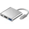 iLike HD1 3in1 USB-C - HDMI 4K / USB 3.0 / USB-C -liitäntäadapteri hopea