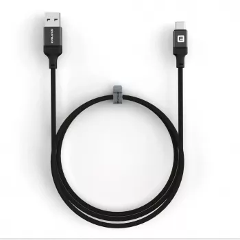 Evelatus USB-A - USB-C -kaapeli 1,2 m punottu nailon musta