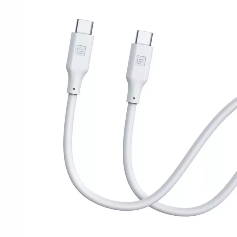 Evelatus USB-C - USB-C -silikonikaapeli 1,2m 60W / 20V 3A valkoinen