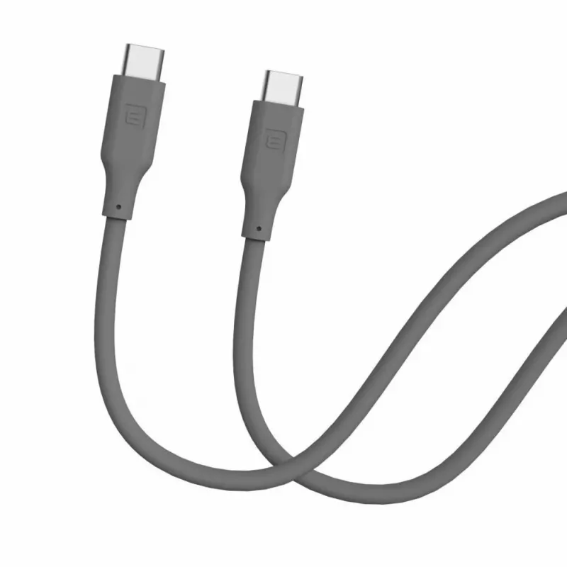 Evelatus USB-C - USB-C -silikonikaapeli 1,2 m 60 W PD harmaa