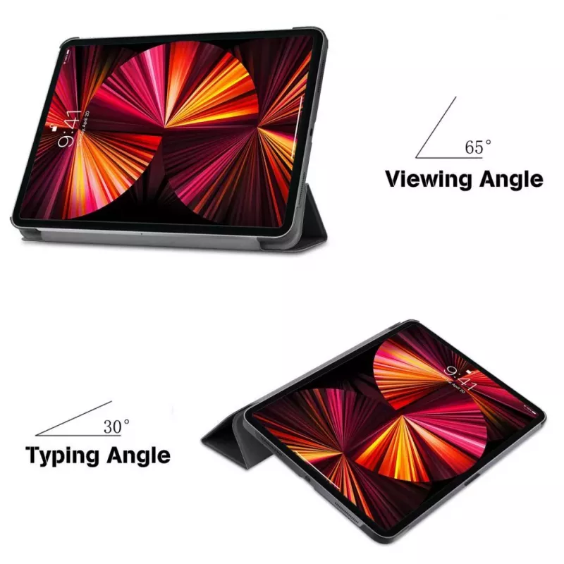iLike iPad Mini 5 7.9 Tri-Fold Eco-Leder Stand Case musta