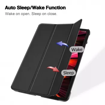 iLike Tab P12 12.7 Tri-Fold Eco-Leather Stand Case musta