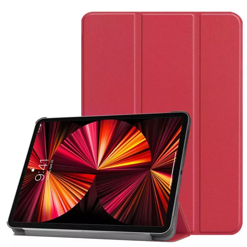 iLike Galaxy Tab S9 FE Plus Tri-Fold Eco-Leather Stand Case Coral Pink