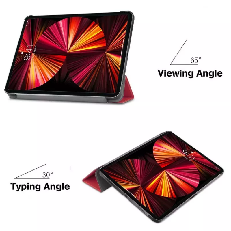iLike Galaxy Tab S9 FE Plus Tri-Fold Eco-Leather Stand Case Coral Pink
