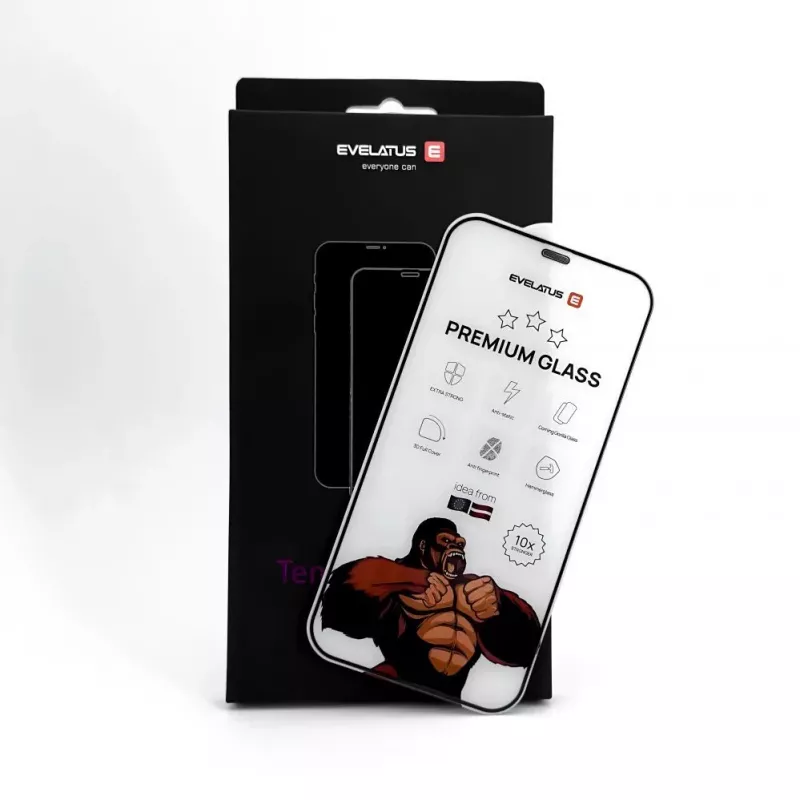 Evelatus Apple iPhone 15 Corning Gorilla Glass Anti-Static 3D Full Cover 10X vahvempi musta