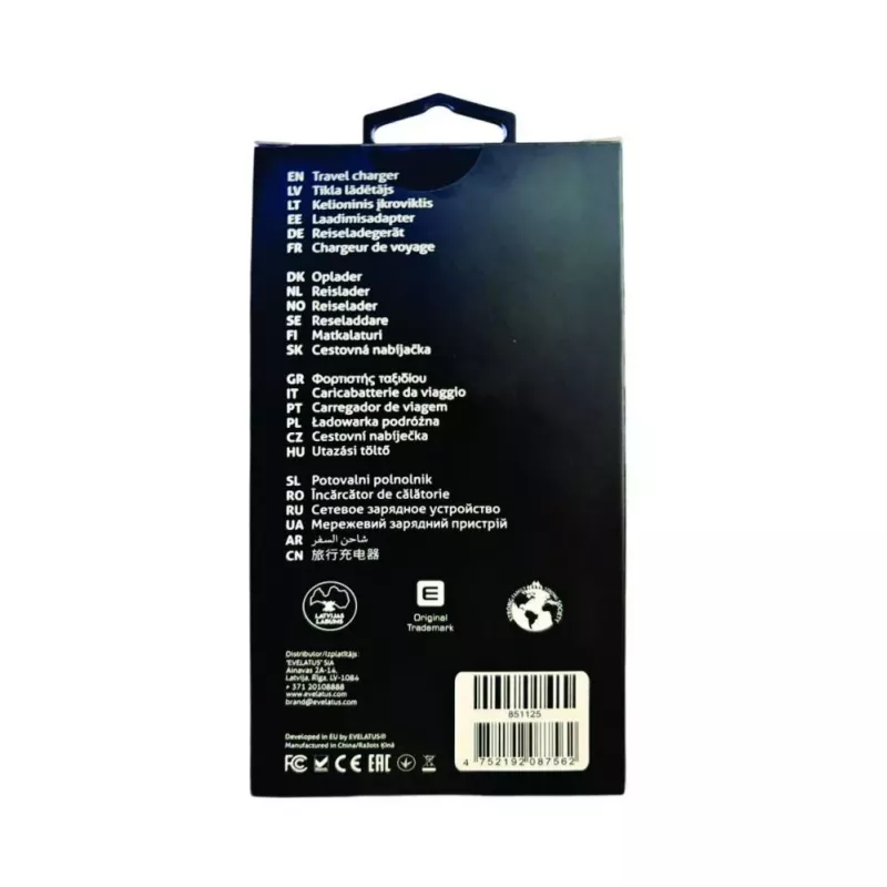 Evelatus 65W Max pikapikalaturi EU USB-C1/USB-C1/USB-A valkoinen