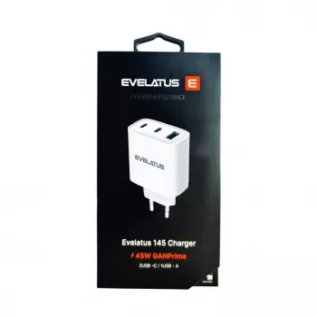 Evelatus 45W Max pikapikalaturi EU USB-C1/USB-C1/USB-A - RCE-4501ACCL valkoinen