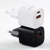Evelatus USB-A ja USB-C 30W Max EU-laturi valkoinen