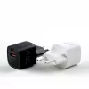 Evelatus USB-A ja USB-C 30W Max EU-laturi valkoinen