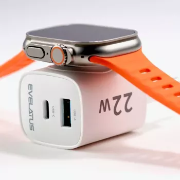 Evelatus 2 in 1 -laturi 20W Max USB-C+USB-A:15W Max USB-C+USB-A+Wireless:15W+2W 17W Max valkoinen