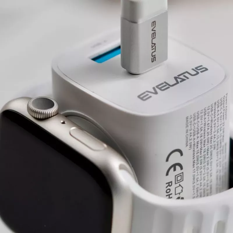 Evelatus 2 in 1 -laturi 20W Max USB-C+USB-A:15W Max USB-C+USB-A+Wireless:15W+2W 17W Max valkoinen