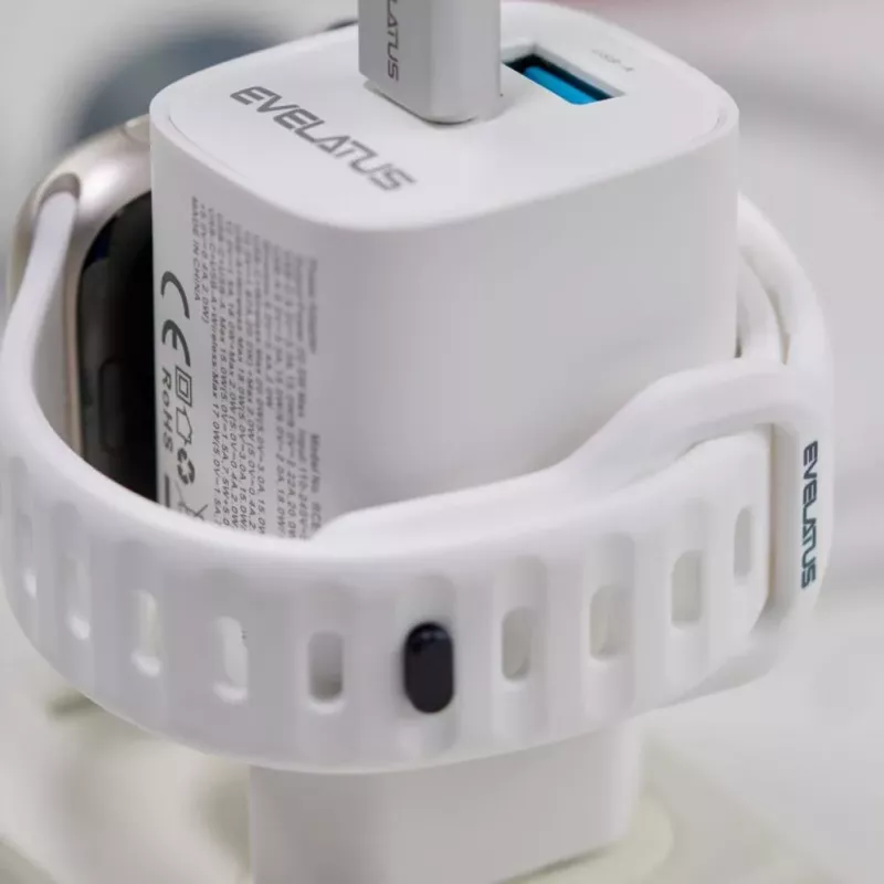 Evelatus 2 in 1 -laturi 20W Max USB-C+USB-A:15W Max USB-C+USB-A+Wireless:15W+2W 17W Max valkoinen