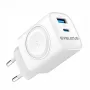 Evelatus 2 in 1 -laturi 20W Max USB-C+USB-A:15W Max USB-C+USB-A+Wireless:15W+2W 17W Max valkoinen