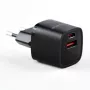 Evelatus USB-A ja USB-C 30W Max EU-laturi musta