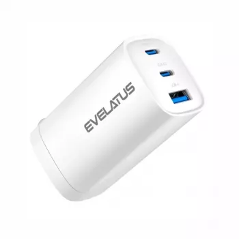 Evelatus 65W Max pikapikalaturi CN USB-C1/USB-C1/USB-A valkoinen