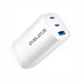 Evelatus 65W Max pikapikalaturi CN USB-C1/USB-C1/USB-A valkoinen
