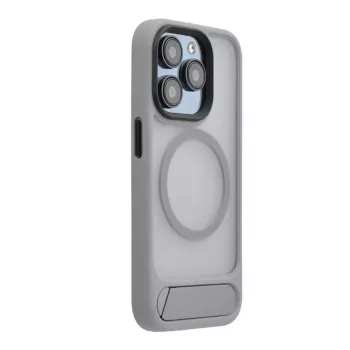 Evelatus Apple iPhone 16 Pro Max kumipinnoitettu MagSafe-kuori jalustalla hopea