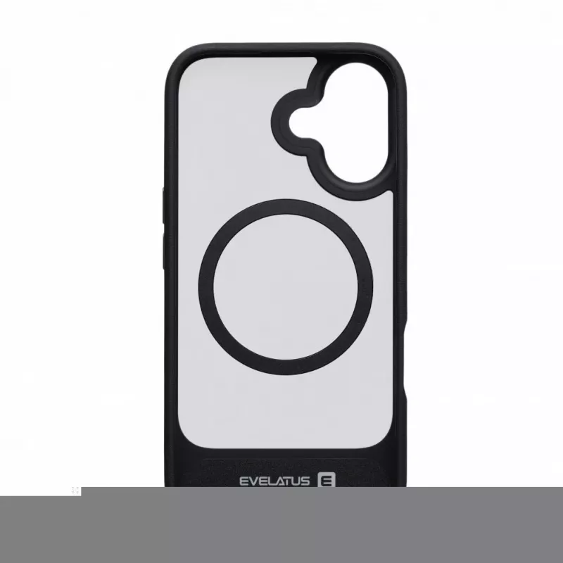 Evelatus Apple iPhone 16 kumipinnoitettu MagSafe-kuori jalustalla musta