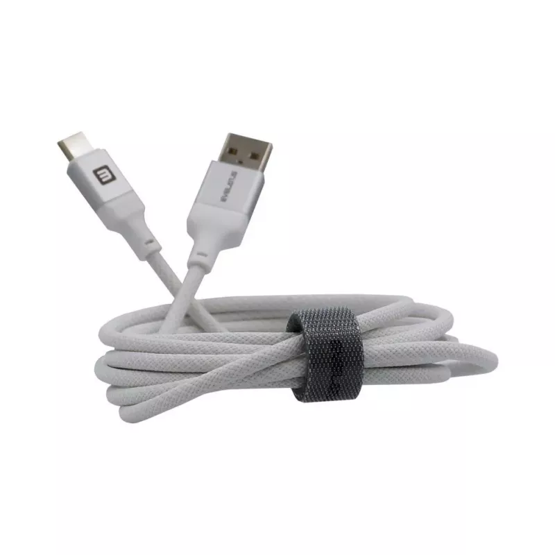 Evelatus USB-A - USB-C-kaapeli 2M alumiinikotelo punottu valkoinen