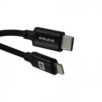 Evelatus AutoSpring kierretty kaapeli USB-A - Lightning 1,2M musta