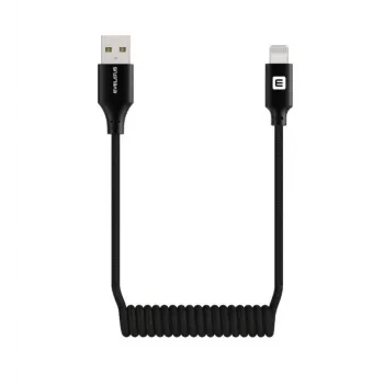 Evelatus AutoSpring kierretty kaapeli USB-A - Lightning 1,2M musta