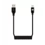 Evelatus AutoSpring kierretty kaapeli USB-A - Lightning 1,2M musta