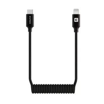 Evelatus AutoSpring kierretty kaapeli USB-C - Lightning-liitin 1,2M musta