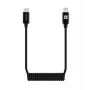 Evelatus AutoSpring kierretty kaapeli USB-C - Lightning-liitin 1,2M musta