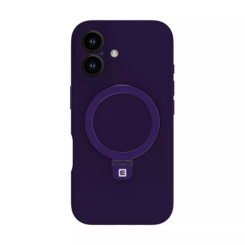 Evelatus Apple iPhone 16 Premium MagSafe -kuori jalustalla Soft Touch -silikoni violetti