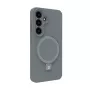Evelatus Samsung Galaxy S25 Premium Magnetic -silikonikuori, jalustalla, Soft Touch, hopea