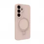 Evelatus Samsung Galaxy S25 Premium Magnetic -silikonikuori, jalustalla, Soft Touch, Pink Sand