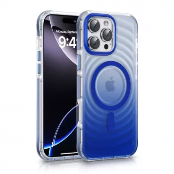 Evelatus Apple iPhone 16 EchoWave Clear MagSafe sininen suojakuori