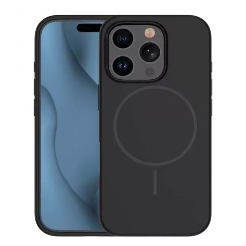 iLike Apple iPhone 15 Pro Soft Touch silikonikotelo magneetilla musta