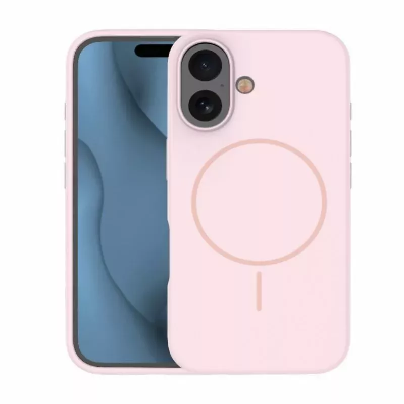 iLike Apple iPhone 16 Soft Touch silikonikotelo magneetilla vaaleanpunainen