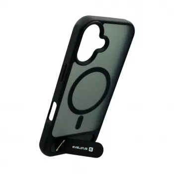 Evelatus Apple iPhone 17 Rubber Coated MagSafe With Stand Case musta
