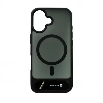 Evelatus Apple iPhone 17 Rubber Coated MagSafe With Stand Case musta