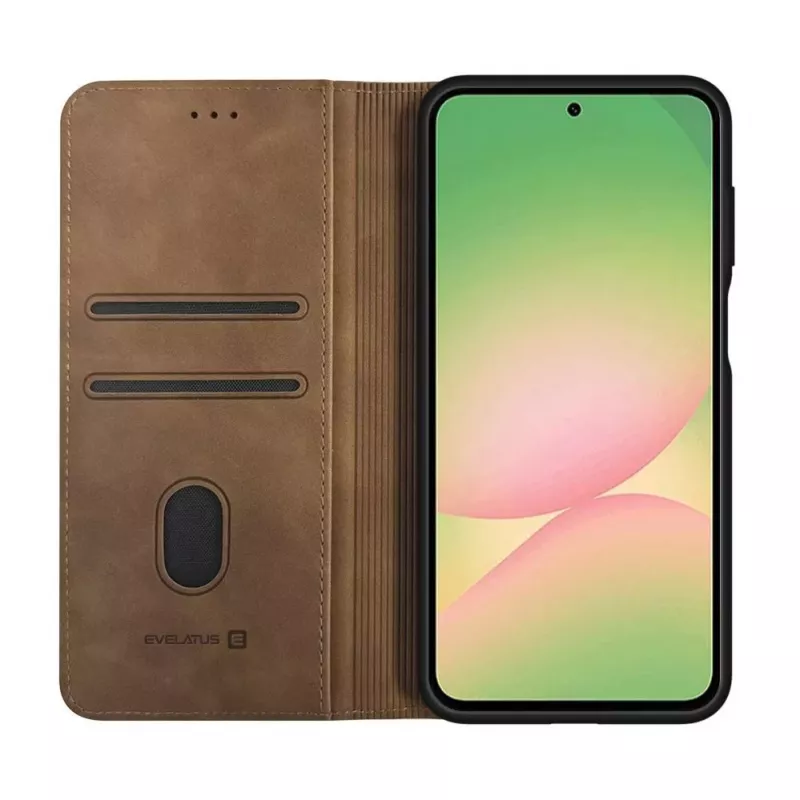 Evelatus Samsung Galaxy A57 kirjakotelo, ruskea