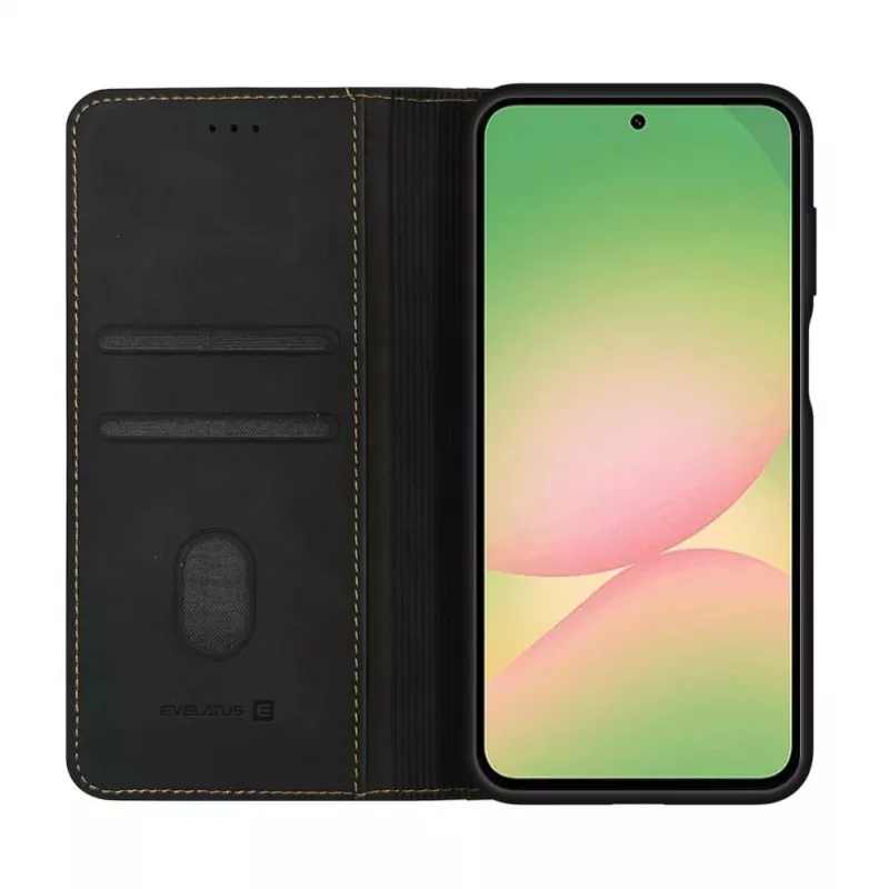 Evelatus Samsung Galaxy A57 kirjakotelo, musta