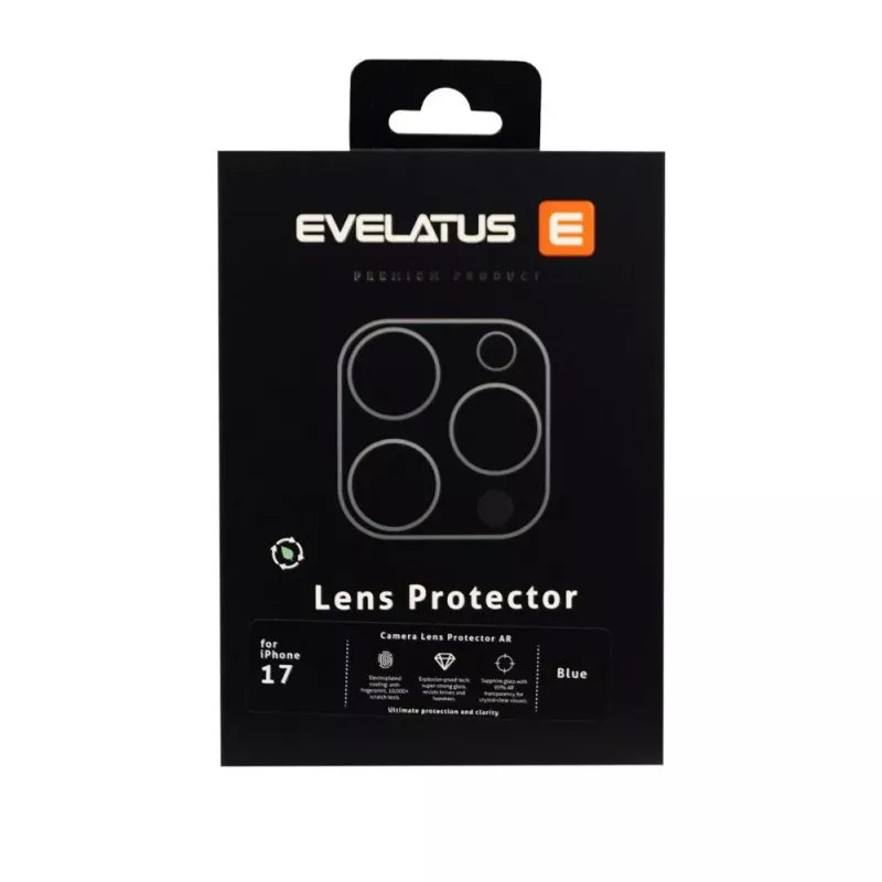 Evelatus Apple iPhone 17 Full Body kameran linssinsuoja Premium sininen