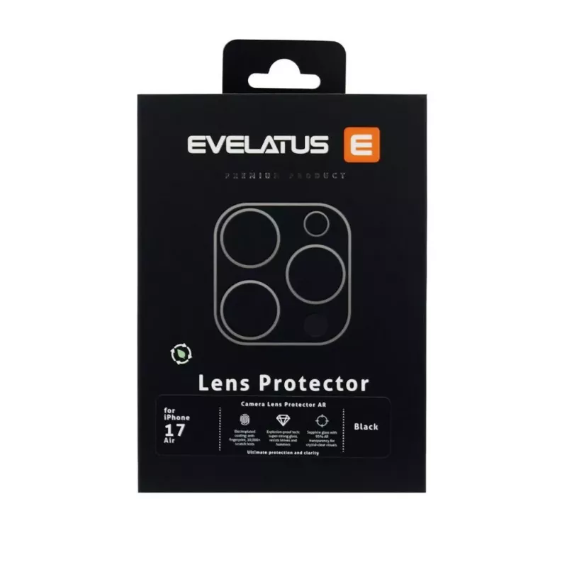 Evelatus Apple iPhone 17 Air Full Body kameran linssinsuoja Premium musta