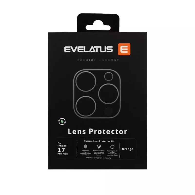 Evelatus Apple iPhone 17 Pro Max Full Body kameran linssinsuoja Premium oranssi